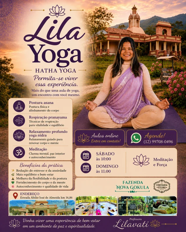 (Semanal) Lila Yoga - Aulas de Yoga na Fazenda Nova Gokula